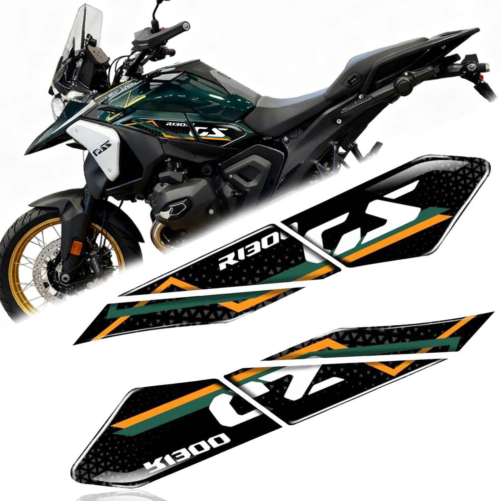 

Motorcycle Side Fuel Tank Pad Protector Sticker Decal for R1300GS (2025-2024) with Knee Grip and Traction Pad (Green) [Parallel Import]