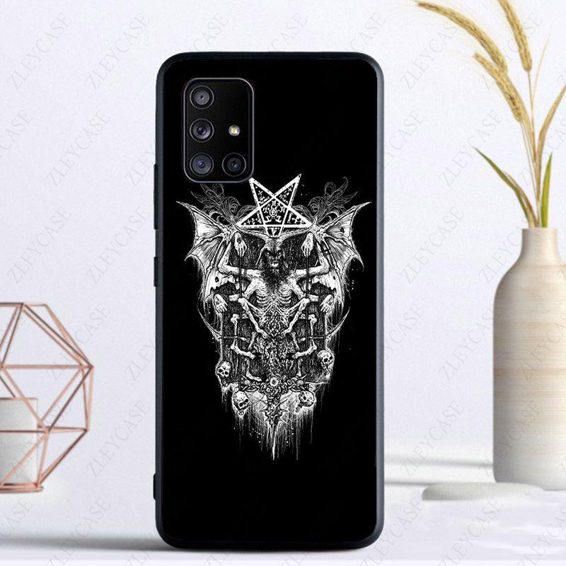 Pentagram 666 Demonisk Satanisk fodral För Samsung Galaxy A13 A53 A11 A12 A32 A22 A52S A10S A41 A42 A33 A30S A40 A51 A71 A21S Fodral