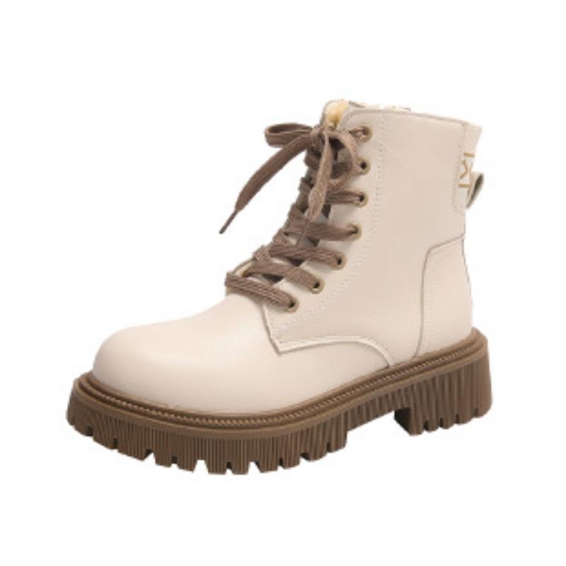 Fleece women's single boots, thin short boots, thick heels, spring and autumn cotton boots, autumn and winter new thin Martin boots
