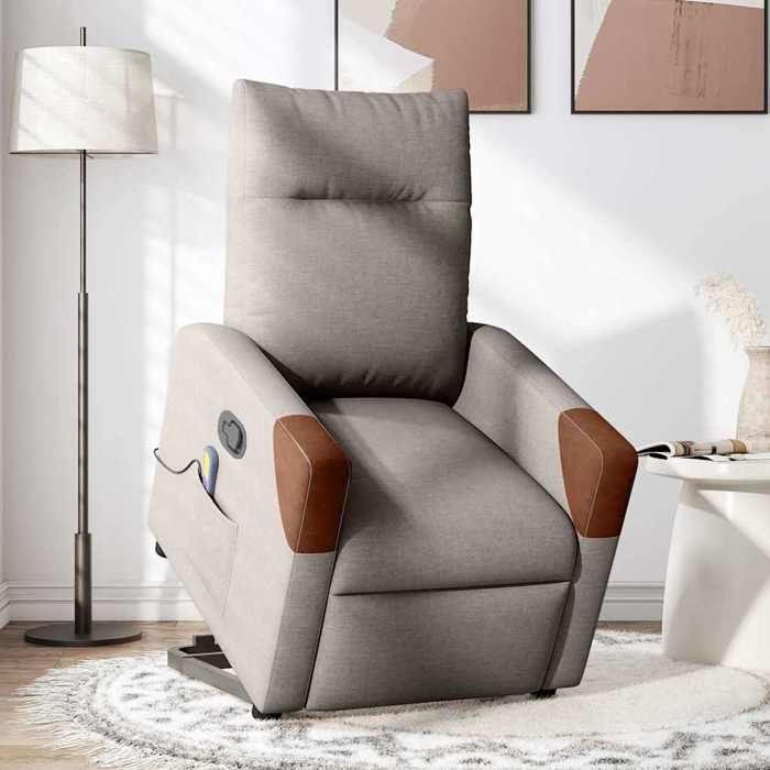 VidaXL Fauteuil inclinable de massage Taupe Tissu 3324019