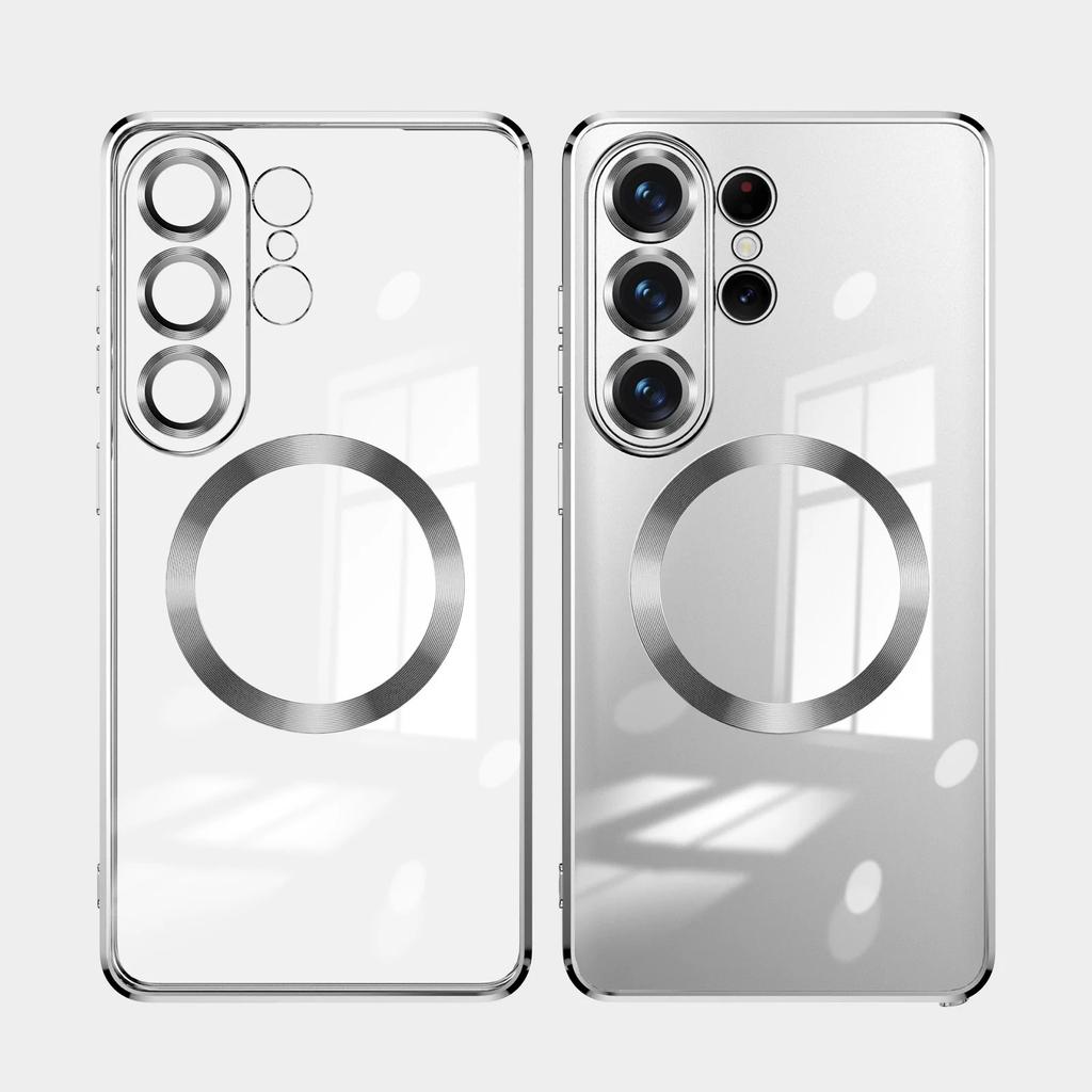 Original Plating For Magsafe Magnetic Case For Samsung Galaxy S26 S25 Edge S24 S23 S22 S21 Ultra Plus FE Clear TPU Soft Cover