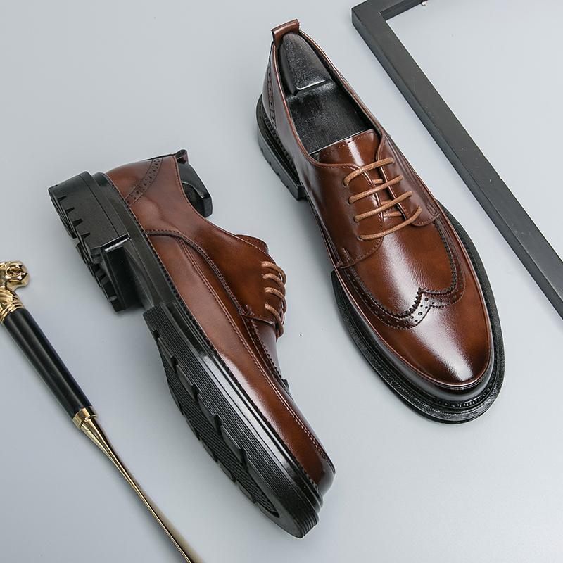 Brogue Leather Shoes Luxury Busniess Shoes Men Formal Dress Oxfords Office Shoes Gentleman Dinner Shoes Schoenen Heren