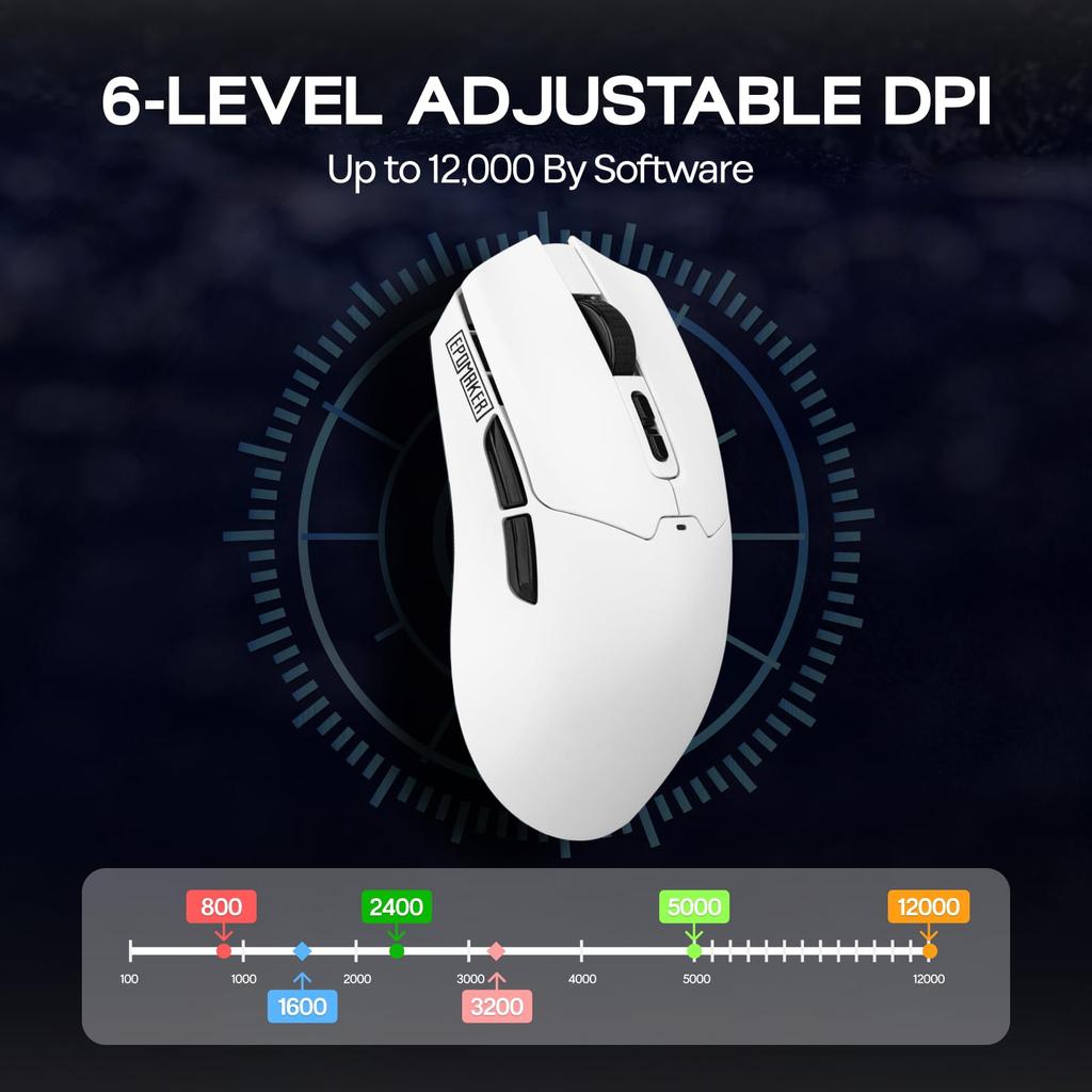 EPOMAKER Click Lite Wireless Gaming Mouse, 800-12,000 DPI Adjustable, PAW3311 Sensor, Ultra-Lightweight 59g, 500mAh Battery, 2.4GHzBluetoothUSB-C