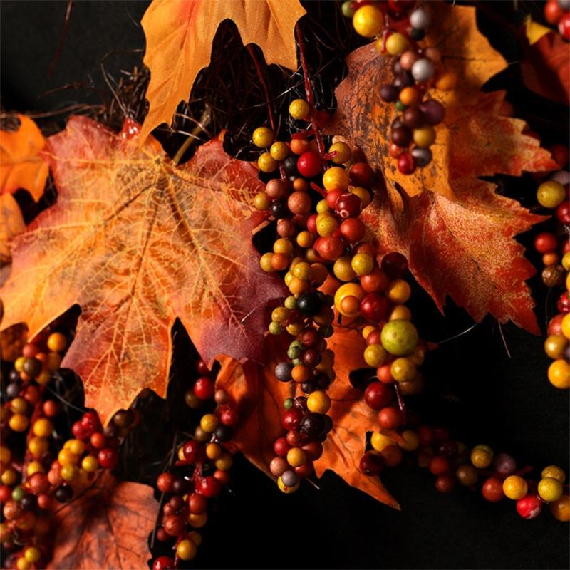 Herbst-Türkranz Herbsternte-Kränze Für Haustür Herbst-Bauernhaus-Kranz Mit Beeren und Ahornblatt Für Draußen