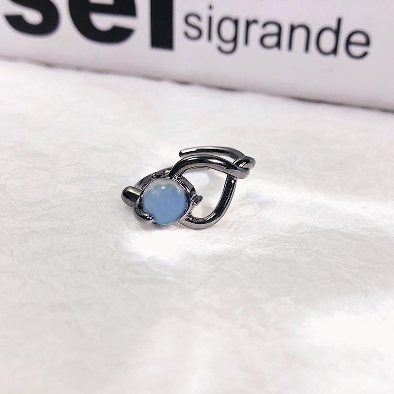 Niche Design Dark Personality Moonstone Open Ring Gemstone Light Luxury High Sense Cold Wind Index Finger Ring