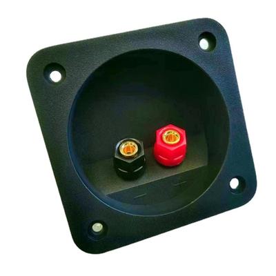 Schwarze Lautsprecheranschlussklemmen Quadratische Box mit 2 vergoldeten Bananensteckern Subwoofer Stereoanlagen Stecker Federbecheranschluss