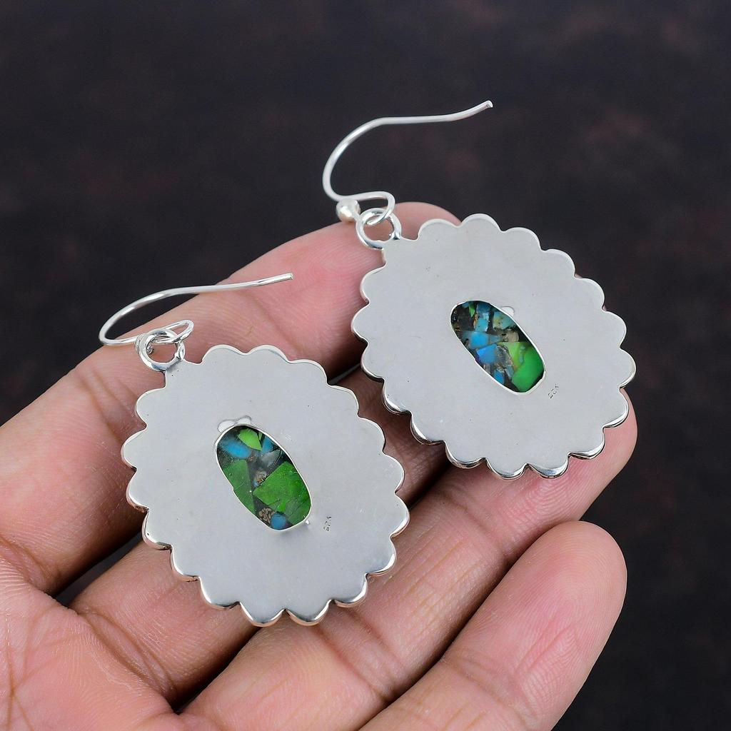 Fiesta Kingman Turquoise Earring Multi Copper Turquoise Earrings 925 Sterling Silver Earring Handmade Gemstone Jewelry Latest Design Earring