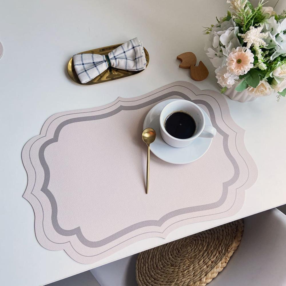 Morandi Color Leather Placemats Leather Material Waterproof Tableware Insulation Pad Scaldingproof Non Slip Insulated Placemats