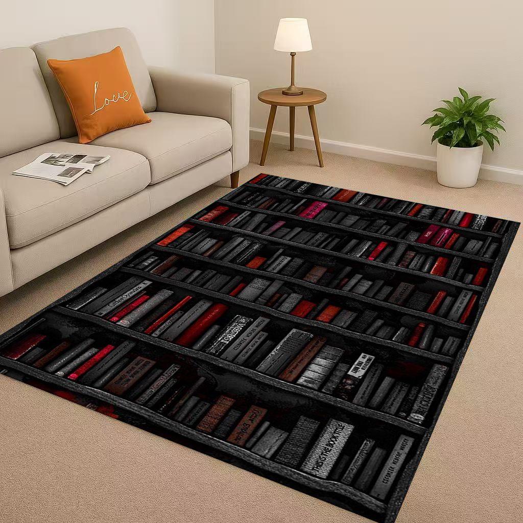 HD Magic Book Library Bookshelf Living Room Non Slip Area Rug Soft Carpet for Bedroom Sofa , Easy Clean Home Doormat Playmat