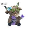Cute Farmhouse Shelf Decorations Lavender Highland Cow Resin Figurine, Fluffy with Butterfly Bow & Floral Wreath, Romantic Room Atmosphere Decor