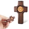 1/3Pcs Wooden Cross Finger Stress Relax Gifts Christians Fidget Cross My Heart Pocket Prayer Cross Spiritual Symbol Home Decor