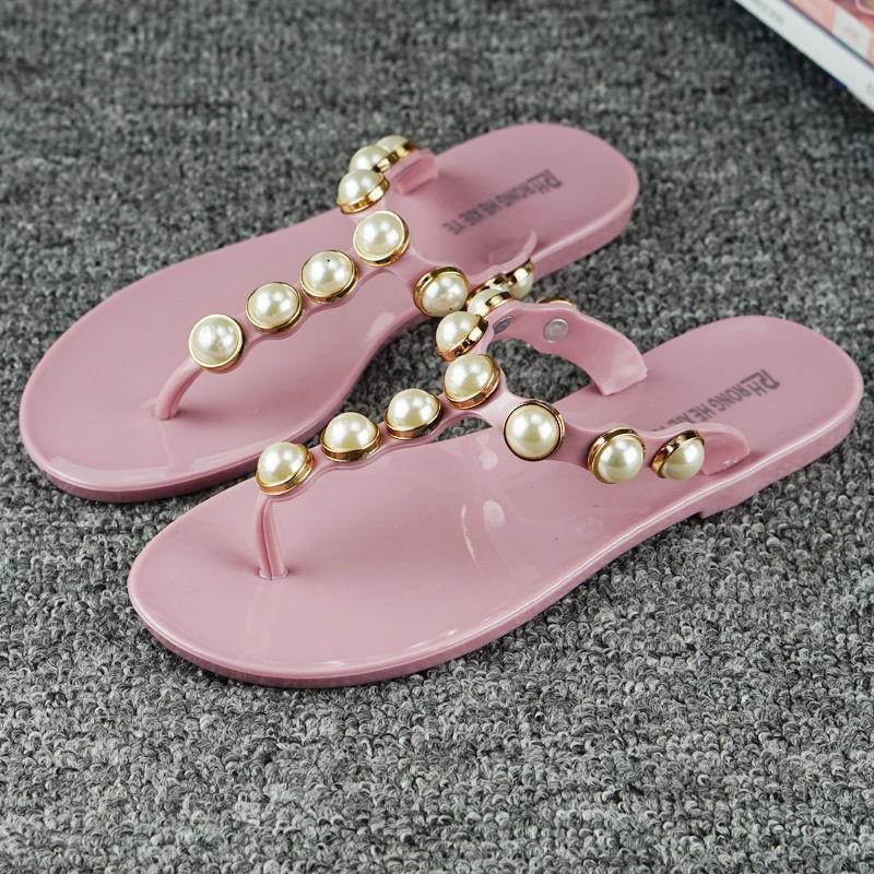 Pearl Flat Women Beach Flipflops Slippers Summer Antiskid Cozy Sandals Shoes