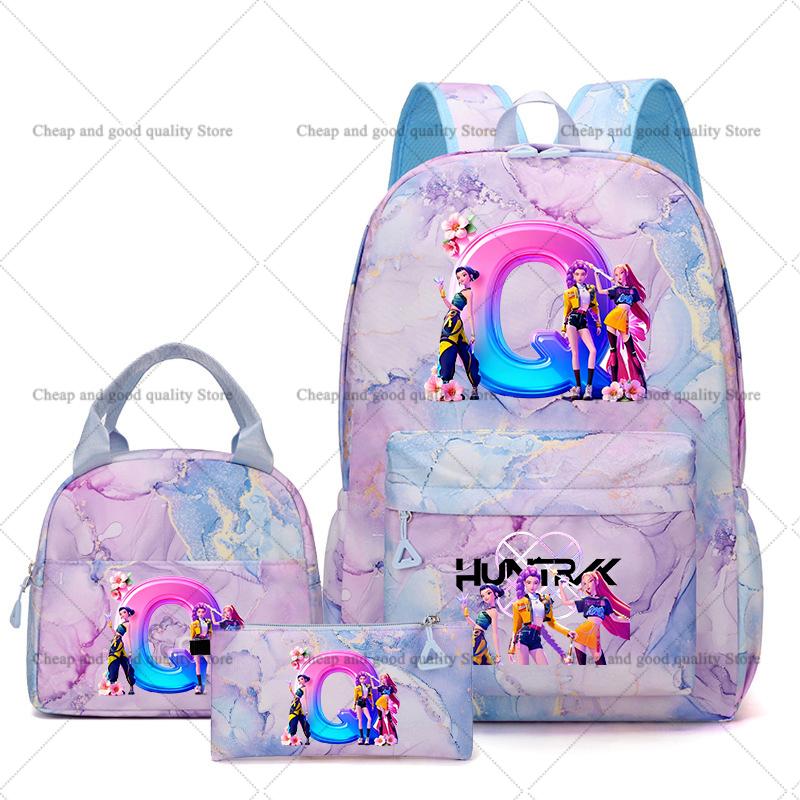 3PCS KPop Demon Hunters Backpack Lunch Bag Set School Bag Pencil Case Girl Back To School Perfect Gift Leisure Mochila Teens Travel Bags