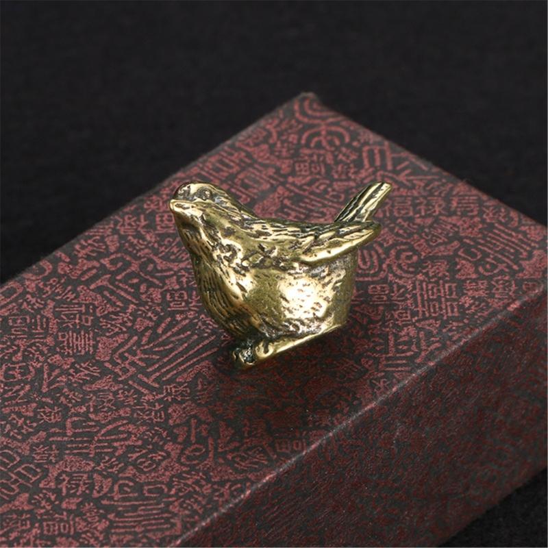 Antique Finish Brass Sparrow Figurine Handmade Vintage Metal Bird Miniature Statue Home Decors Gift For Collectors