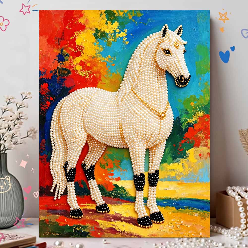 Shiny Pearl Elegant Horse DIY Painting Creative Bead Art Craft Household Wall Decoration Nice Present For Art Hobbyists Home Decor Wall Artwork
