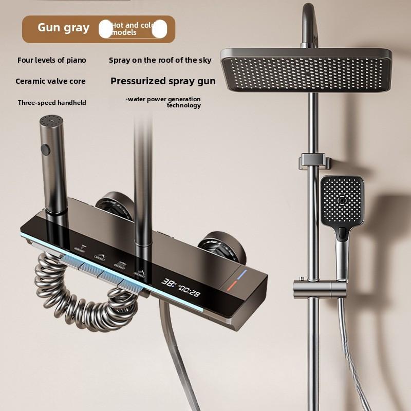 

Бытовой Набор для Душа для Ванной 4 в 1 из Нержавеющей Стали Набор для Душа с Клавишами Пианино Система Душа с Умным Контролем Температуры