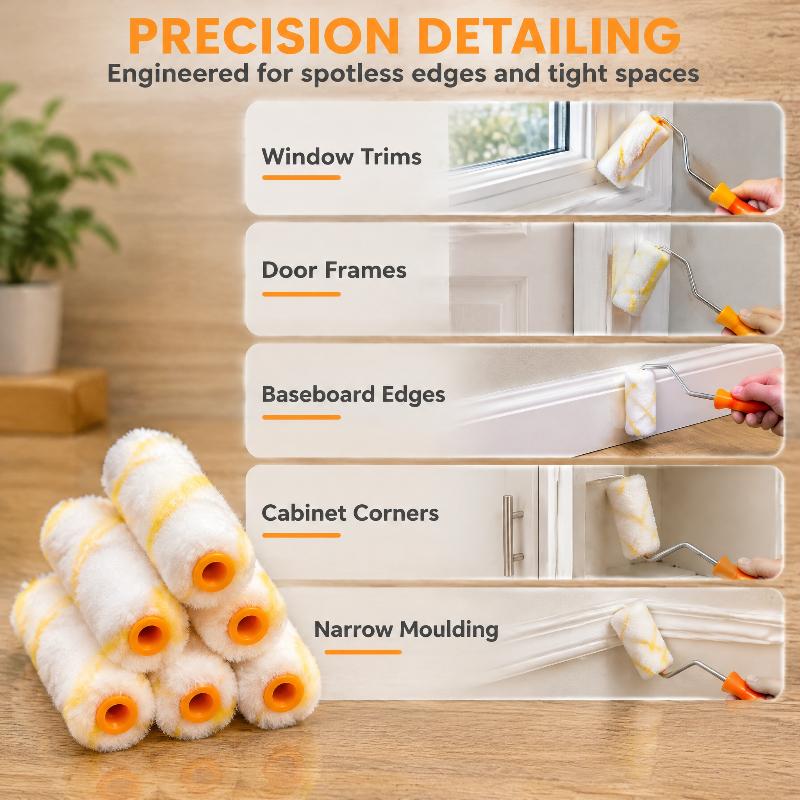 10Pcs 4 Inch Paint Roller Brush Clean Cut Proffesional Paint Roller Sleeves Replacement Paint Edger Brush Tool For Home Wall Cei