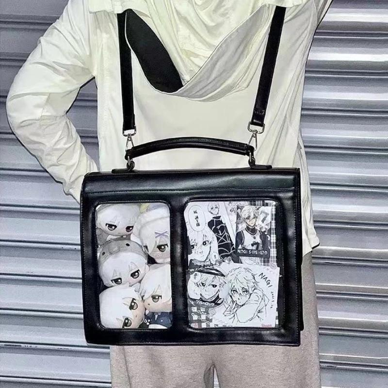 Japanese Style Transparent Ita Bag Large Capacity Backpack Crossbody Shoulder Bag for Students Fashionable Display чёрный
