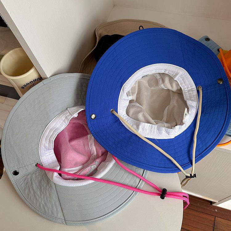 Color matching parent-child bucket hat summer thin big brim sun hat boys and girls baby outdoor camping sun protection hat