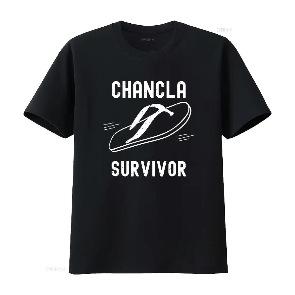Chancla Survivor Funny Mexican T Shirt vintage Washed designer clothes Stylish homme Breathable Versatile fashion Slightly Soft