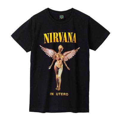 NYARO Nirvana Angel Rock T-Shirt, Musik, Kurzarm, 100% Baumwolle, Herren, Retro Rückendruck (L)