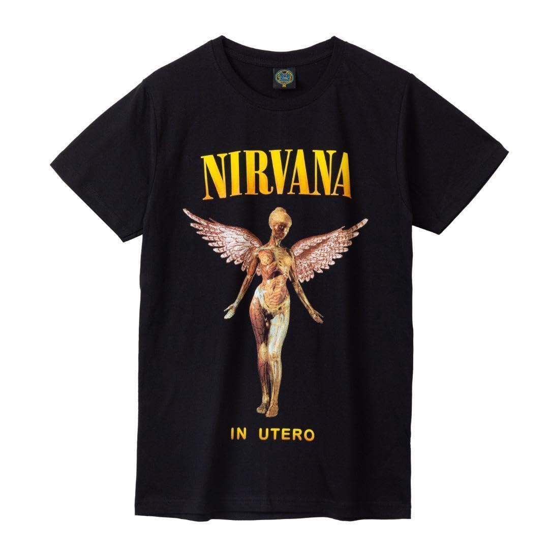 

NYARO Nirvana Angel Rock T-Shirt, Music, Short Sleeve, 100% Cotton, Men s, Retro Back Print (L)