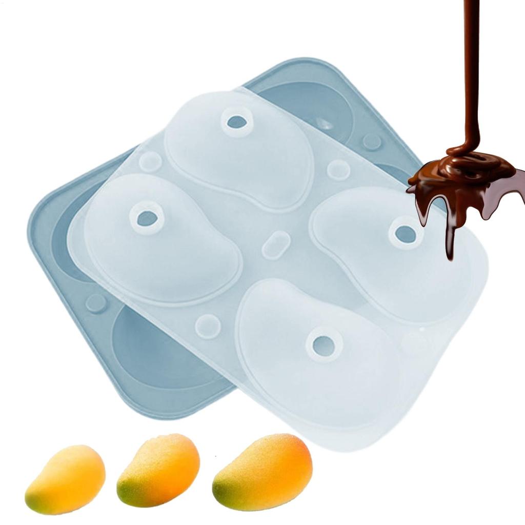 3D Homemade Chocolate Mold Mango Shape Mousse Mold 4Cavity Easy Demoulding Cake Moulds Fruit Shape Dessert Chocolate Baking Tool