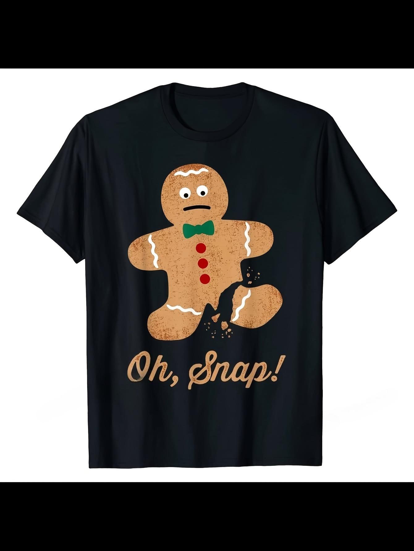 MenS Funny Oh Snap Gingerbread for Man Christmas TShirt  with Print Humorous Oh Snap Gingerbread Cookie Design S