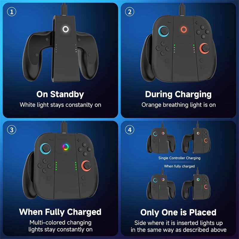 1Pc Type-C Charging Grip For Switch 2 JoyCon Multi-Function Handle Holder Dock Adapter NS Switch2 Accessories