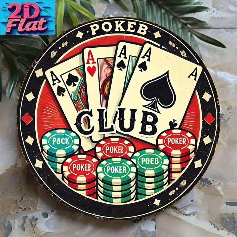 

Metal Poster Ace of Spades Poker Club 20.32x20.32cm Wall Art Home Decor