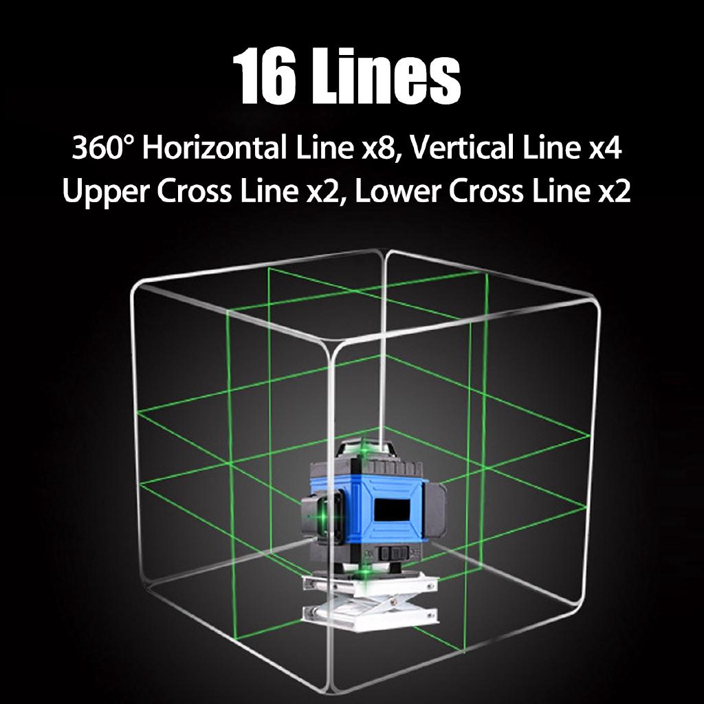 4D 16 Lines Laser Level Green Laser Self-Leveling 360 Horizontal And Vertical Cross Super Powerful Green Beam Level Level