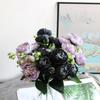 30cm Rose Pink Silk Bouquet Peony Artificial Flowers 5 Big Heads 4 Small Bud Bride Wedding Home Decoration Fake Flowers Faux
