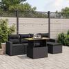 Vidaxl 6-Cz. Garden Furniture Set With Cushions, Black Poly Rattan