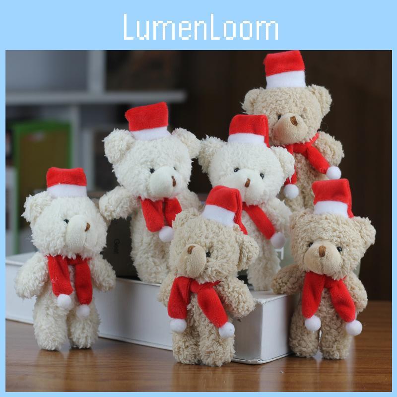 Adorable Blush Christmas Bear Plush Ornament Cute Jointed Teddy Bear Keychain