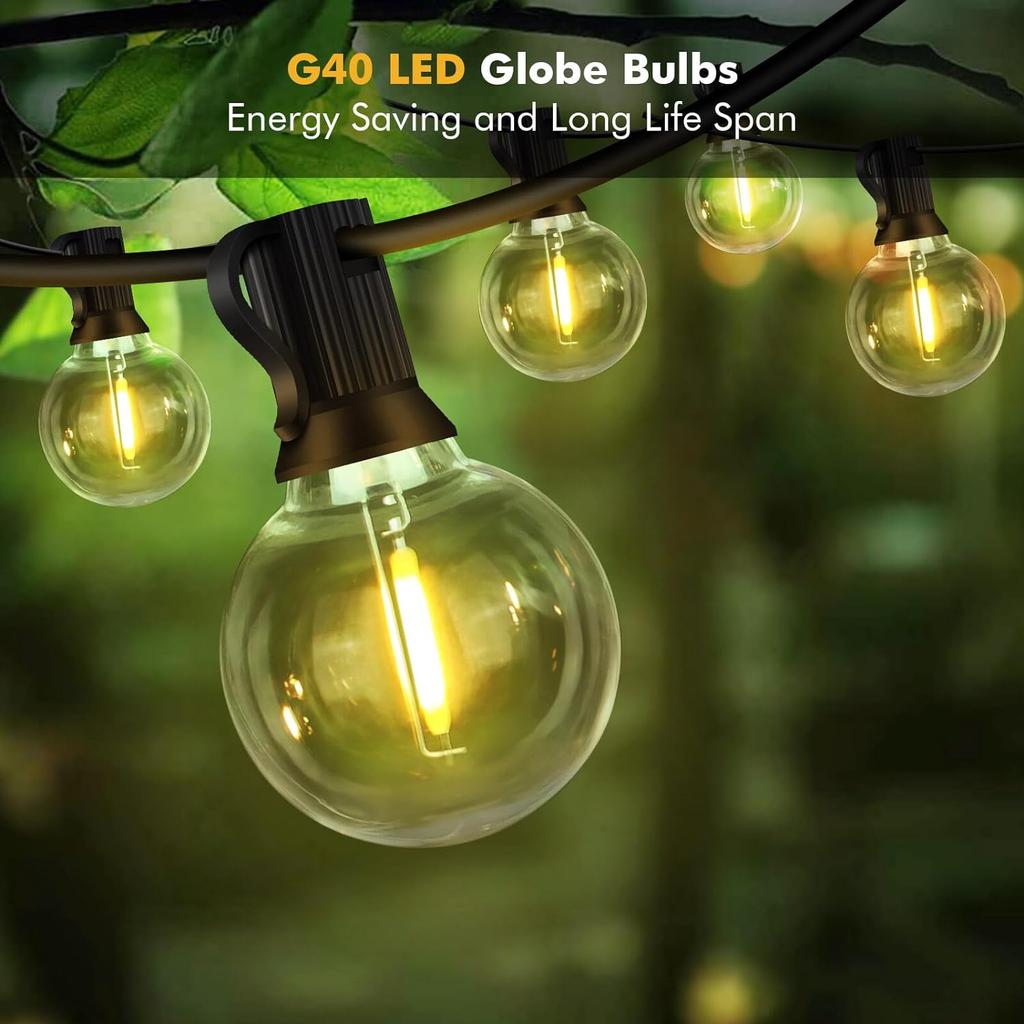 G40 LED Globe String Lights Outdoor EU Plug, IP65 Plastic Bulbs, Balcony Garland Fairy Lamps for Wedding Christmas Party Decor