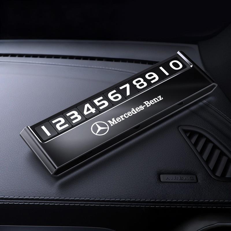 Alloy Car Parking Number Card Privacy Protection Hide Number Temporary Parking Card For Mercedes Benz A E S G Class GLC GLS E200 PM1