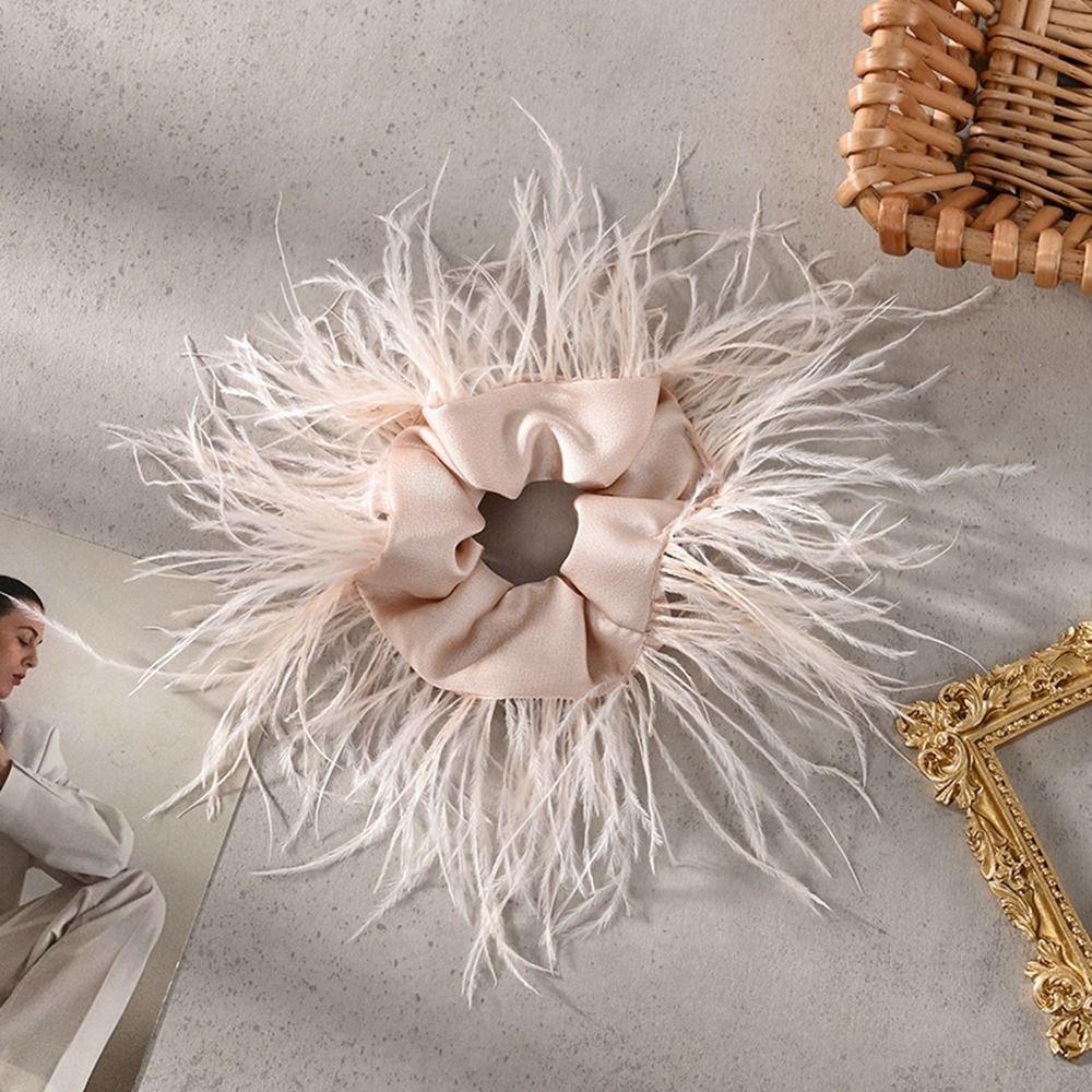 Intestine Hair Ring Feather Hair Rope Satin Hair Ring Korean Style Scrunchies Female Hair Ties