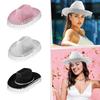 Rhinestones Tassels Cowboy Hat for Women Teens Breathable Wide Brim Beach Hat Music Festival Hat Bachelorette Party Cap