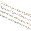 1m/39.37in Stainless Steel Hollow Peach Heart Chain Golden Chains for DIY Bracelet Necklace Waist Chain Jewelry Making Supplies