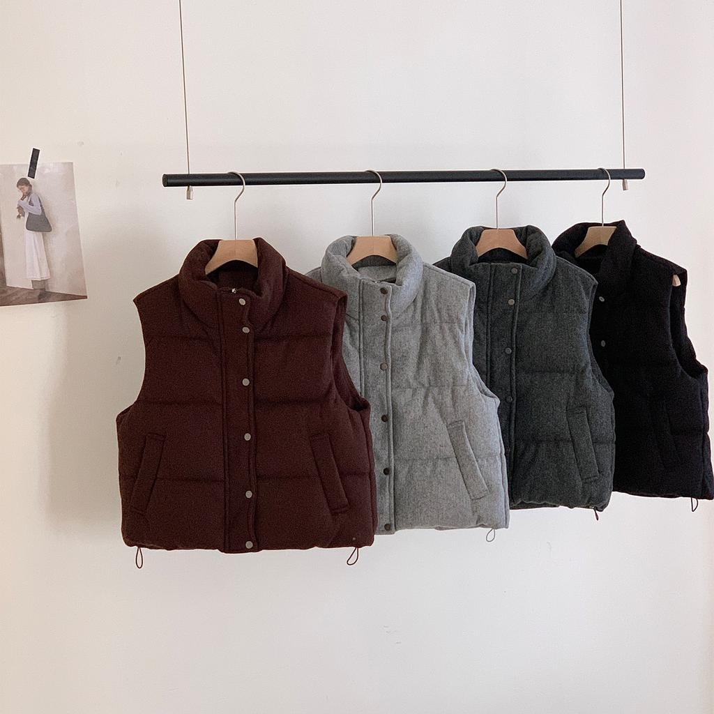 New coat women's vest feeling women's down cotton vest short sleeveless outer vest stand-up collar design casual