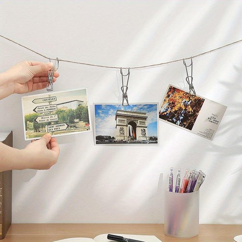 50pcs Stainless Steel Long Tail Clip Metal Hooks Clothes Pegs Laundry Storage Photo Clip Bathroom Kitchen Clothespins Towel