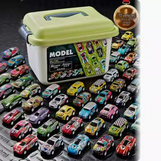 Collector's Edition Storage Bucket: 30 Alloy Pull-Back Racing Cars Tin Set
