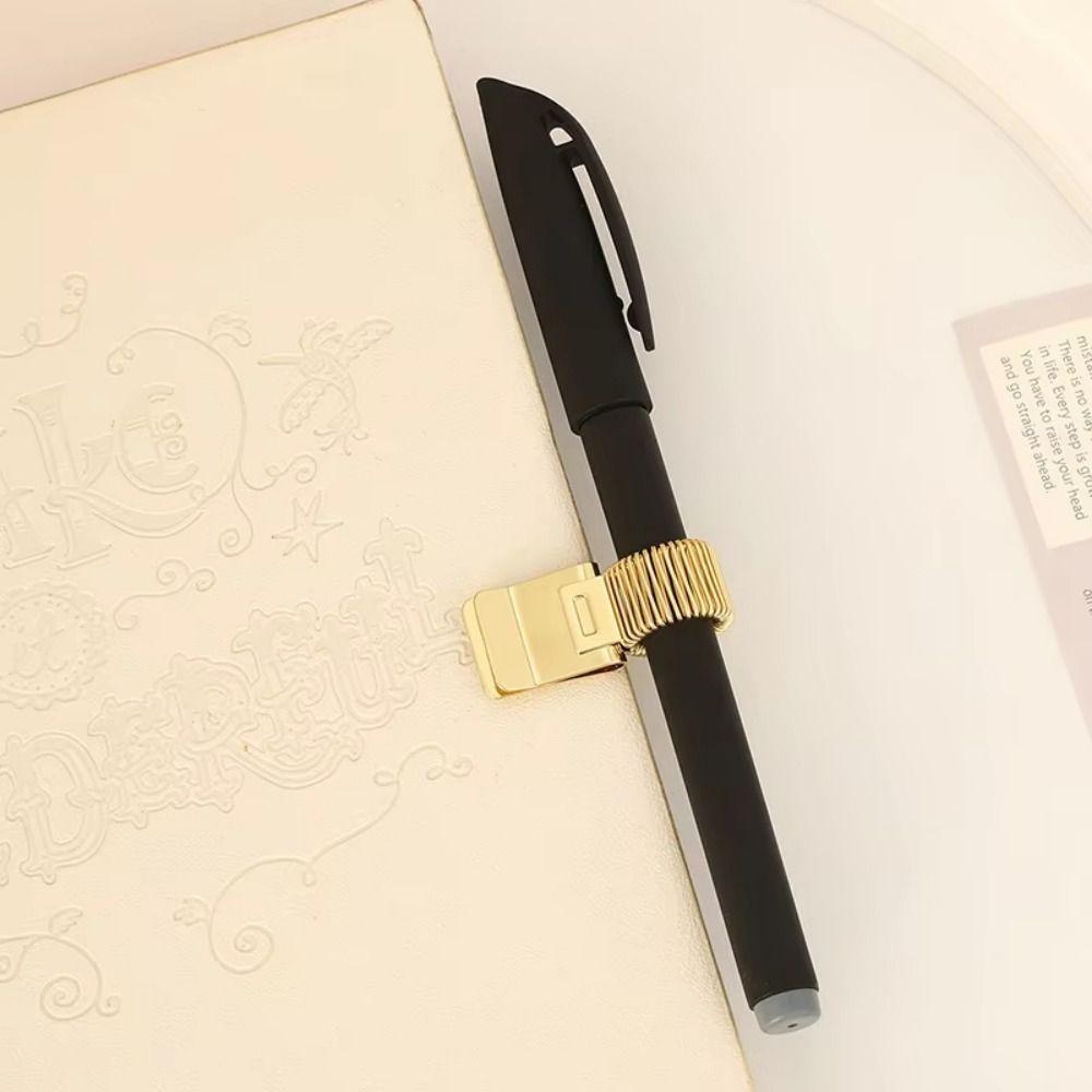 Retro Spring Pen Clip Heavy-Duty Notebook Pen Holder Metal Pen Clip  School Stationery