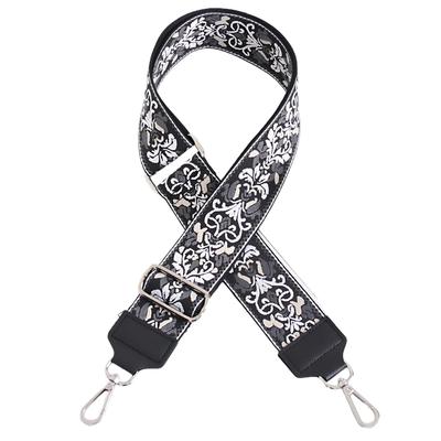 Donalee Women's Wide, Thick Black Jacquard Embroidered Shoulder Strap, Comfortable for Shoulders, Add-On, Cute, Stylish, Crossbody, Adjustable