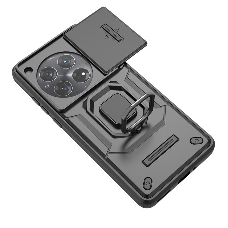 For OnePlus 12 Case Slide Push Pull Camera Protect Phone Case For One Plus 12 OnePlus12 5G Magnetic Ring Holder Armor Back Cover