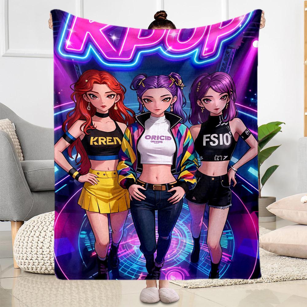 K-pop Stars Shine Bright Blanket Soft & Cozy Great for Bed Office Chair Livingroom Four Seasons Multipurpose Modern Style