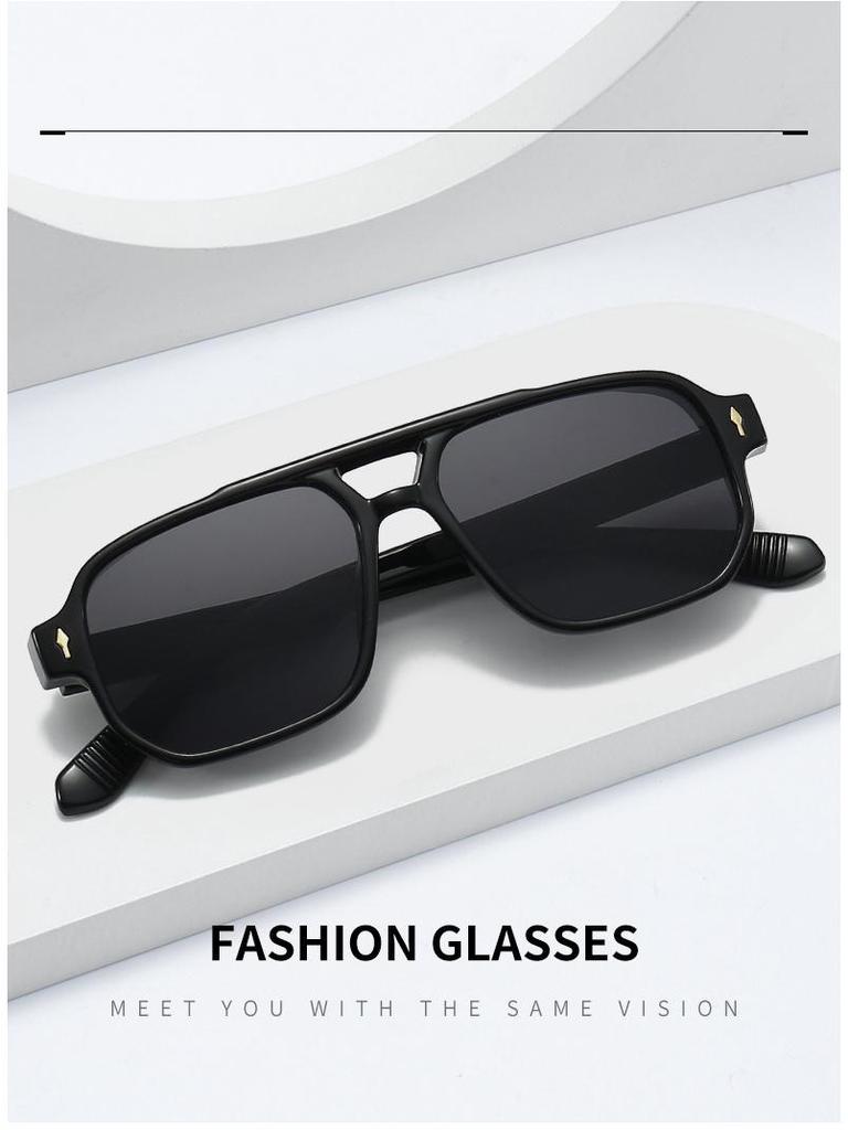 New European and American Retro Double-Beam Men's Square Sunglasses - Fashionable for Driving and Business