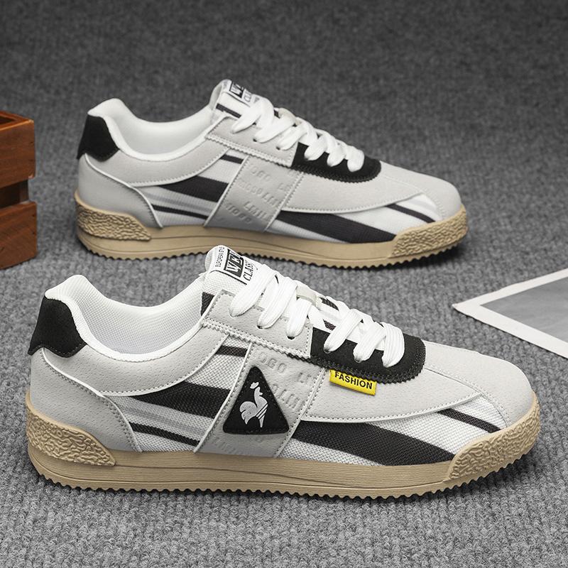 Casual men's shoes shoes white and black, red, blue, green and orange.