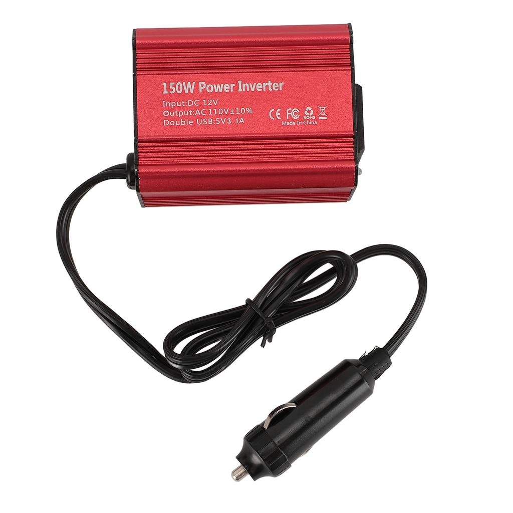 150W Power Inverter DC 12V To 110V AC Fast Charging Car Inverter with 2.1A 1A Dual USB Car Adapter