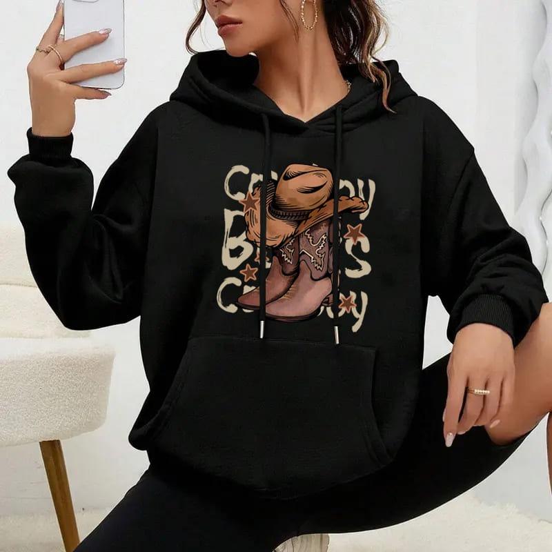 

Casual Women s Hooded Sweatshirt, Adjustable Drawstring XXL чорний